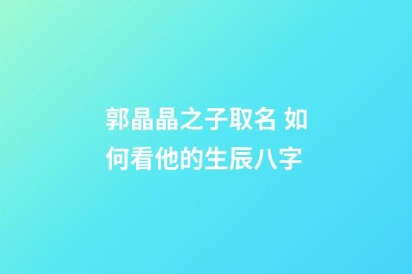 郭晶晶之子取名 如何看他的生辰八字
